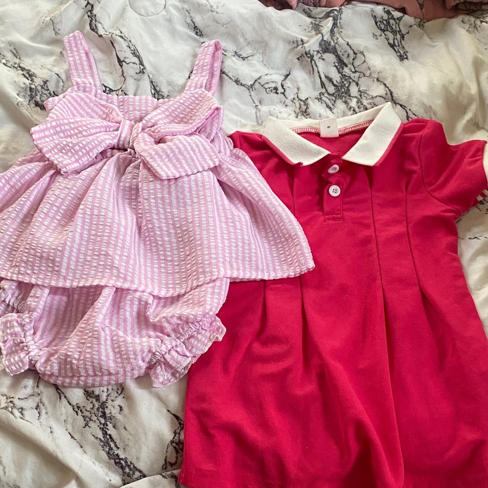 SHEIN Pink and Red Kids Matching Set